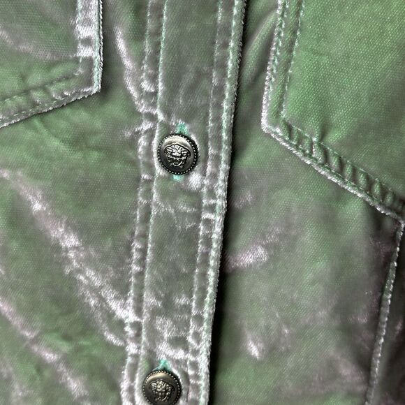 Vintage Y2K Versace Crushed Iridescent Green Velvet Track Suit Small - Picture 3 of 15